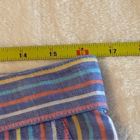 TALBOTS / Tie Waist Shorts Sunshine Stripes Linen/Cotton Blend Size 8P - Picture 7 of 9